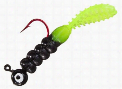 Tournament Series Crappie Flappie Panfi Sh Grub - Rigged - Black Chartreuse Tail