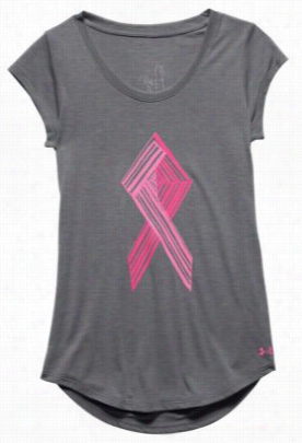Under Armour Power In Pink Big Ribbon T=shi Rt For Ladies - L