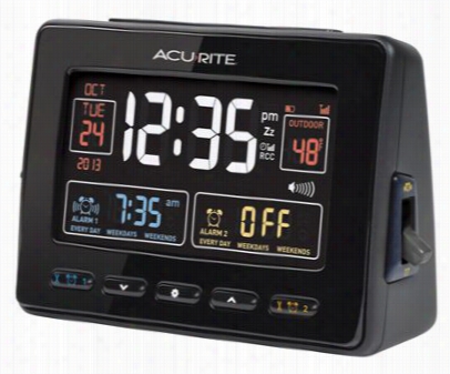 Acurite Rcc Atomic Dual Alarm Clock With  Indoor/outdoor Temperature