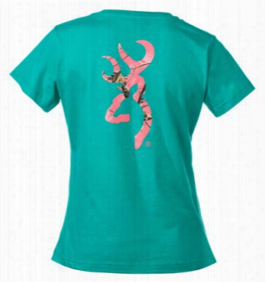 Browning Suagr Coral Buckmark T-shirt For Lad Ies - Jade - S