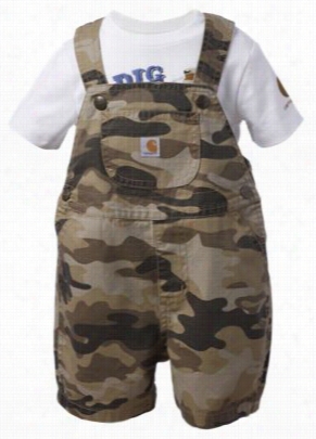 Cqrgartt Body$uit And Tan Camo Shortalls Set For Baby Boys - Tan - 6 Months