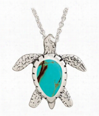 Kabana Jewelry Sterling Silver 20' Necklace With Smal Turtlee Penda Nt - Turquoise