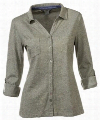 Natural Reflections Knit Button-down Shi Rt For Ladies - Beetle - 1x