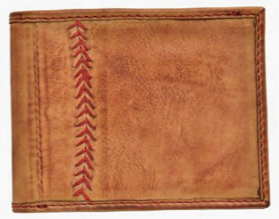 Rawlinsg Baseball Stitch Bifold Letaher Wallet - Tan