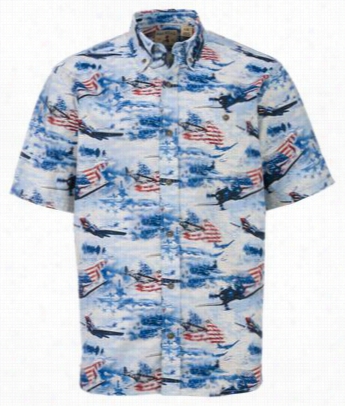 Redhead Americna Military Print Shirt For Men - Military Planes - L