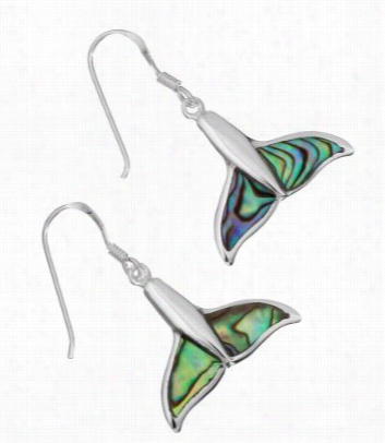 Sterling Silver And Abalone Whale Tail Earrings