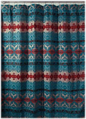 Turquoise Chamarro Collection Shower Curtain