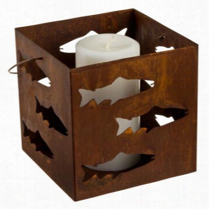 Fish Metal Lantern Hanging Candle Holder - 6" X 6" X 6