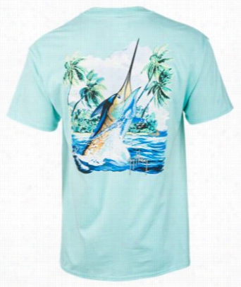 Guy Harvey Island Comeptition Pocket T-shirt For Men - Mint - S