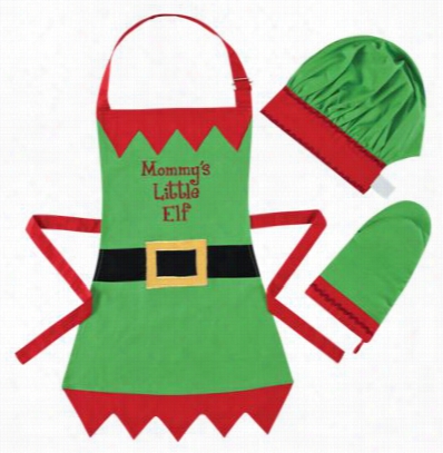Monmy's Little Efl Apron, Chef's Hat, And Mitt Set For Kids