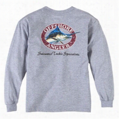 Offshore Angler Logo T-shirt For Youth -- Long Sleeve - Athletic Grya - Xs
