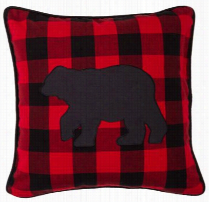 Park Designs Buffalo Check Bear Applique Throw Pillow