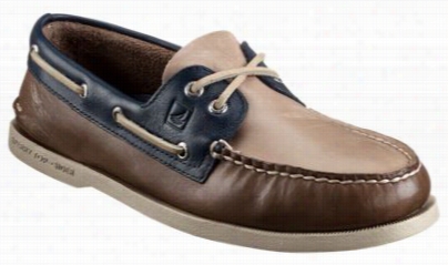 Sperry Top-sider Authentic Riginal Two Toe 2-eye Boat Shooes Fo R Men - Brown/ivory/navy - 9m