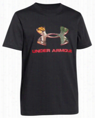 Under Armour Camo Logo T-shirt For Boys - Black/red - Xl