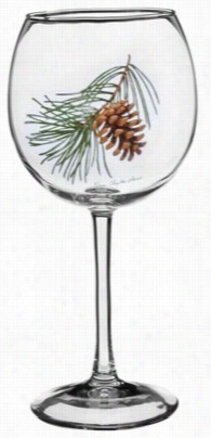 Wild Wings Pinecone Red Wine 4-piece Bar Glass Set