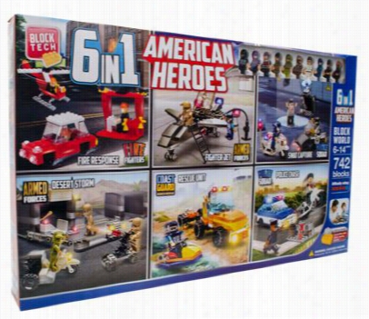 Block Tech 6-in-1 American Heroes Structure Blocks Play Set