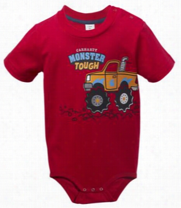 Carhratt Monster T Ough Bodysuit For Baby Boys - Tango Red - 3 Months