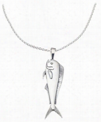 Kabana Jewelry 20' Genuine Silver Necklace Attending 3d Mahi Mahi Dolphin Fish Pendant