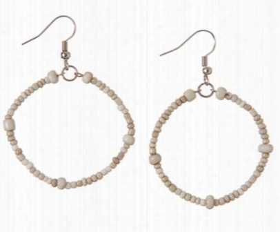 Small Sand Beeaded Hoop Earrings  - Cream