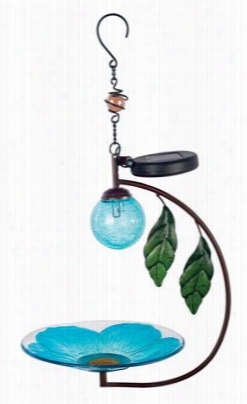 Sunset Vista Designs Solar Glass Bird Feeder - Blue