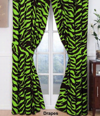 Zebra Lime New Collection Rod Pocket Drapes Or Valance - Valance