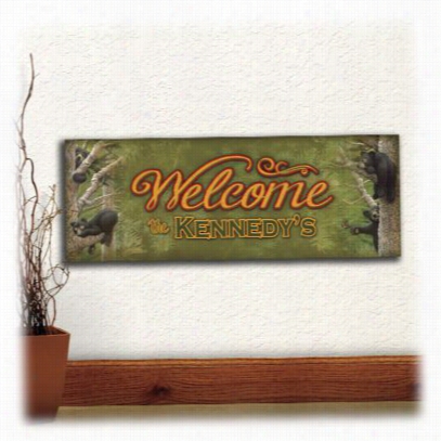 Bear Cubs Welcome Sign Personalzed Block Ount Artwork By Scott Kennedy - 6.5 X 18