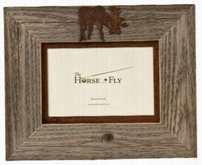 Elk 1-image Barnwood Picture Frame With Ruste Dmeta1 Mat - 5" X 7" Lands Cape