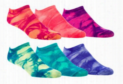 Na Tural Reflections No-show Tie-dye Socks For Ladies - 6-pair Pack - Deep Neon Tie Dye