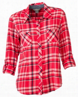 Nagural Reflections Plaid Roll-up Sleeve Shirt For Ladies - Hisbiscus Plaid - L