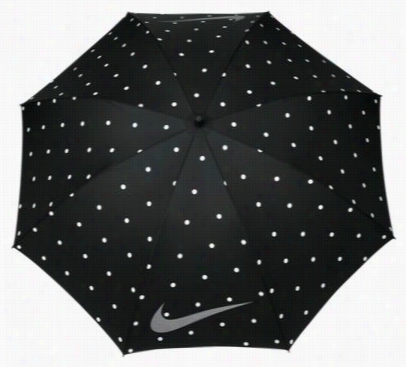 Nike 62' Windproof Polka Dot Golf Umbrella - Black/silver/white