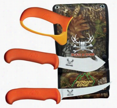 Outdoor Edge Blaze N' Bone  Knives And Sharpener  Combo