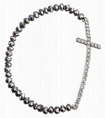 Alexa's Angels Side Cross Stretch Bracelet - Silver