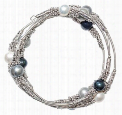 Amanda Blu Salt And Pepper Silver Spiarl Braacelet