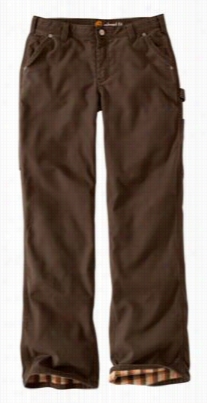 Carhartt Canvas Flannel-lined Fulton Pants For Ladies - Dark Brown - Short - 12