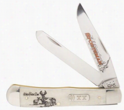 Case Sportsman Series White Tajlrd Deer Natural Smooth Bone Trapper Ppocket Knife