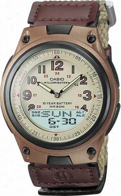 Casio Brown Casual Sports Watch With Cloth Curse D