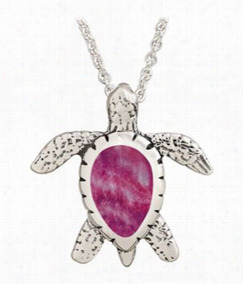 Kabana Jewelry Sterling Gentle 20' Necklace With Small Turtle Pendnt - Spiny Oyster Purple