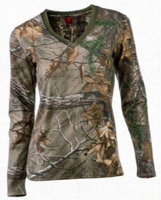 She Outdoor Hpc V-neck T-shirt - Long Sleeve - Realtree Xtra - Xl