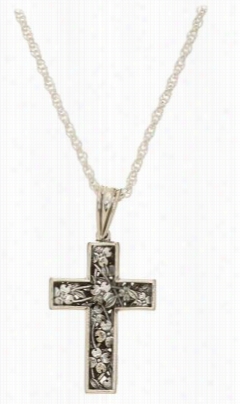 Sterling Silver Dogwood Cross Pendant Necklace