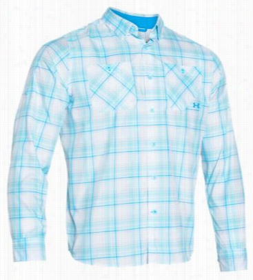 Undwr Armour Chesapeakelong-sleeve Plaid Shirt For Men - Carribean Blue/electric Blue - L