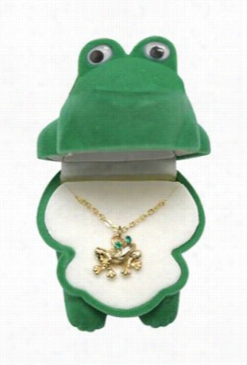 Frog Pendant Necklace In Velour Frog Box