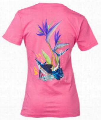 Guy Harvey Paradise Crewneck T-shirt For Ladies - Hot Pink - S