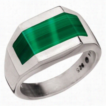 Kabana Jewelry Sterling Silver Nautilus Ring For Men - Malachite - 10.5