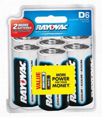 Rayovac D6 Alka Line Battery 6 Pack