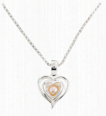 Wish Pearl Sterling Silver Necklae Gift Set - Double Heart Hanging Appendage