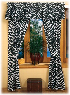 Zebra Black/pure Collection Rod Pocket Drapes Or Vaalnce - Valance