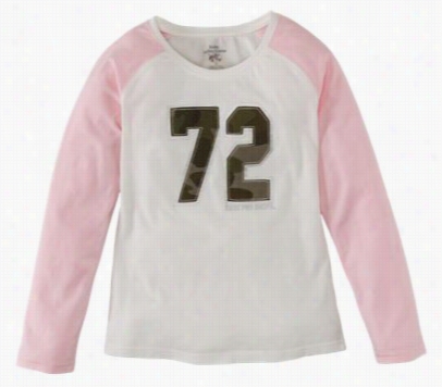 72 Raglan T-shirt Ofr Toddlers Or Girls - White/pink - 2t