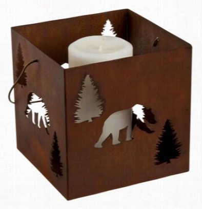 Bear Metal Lantern Haging Candle Holder - 6" X 6" X 6