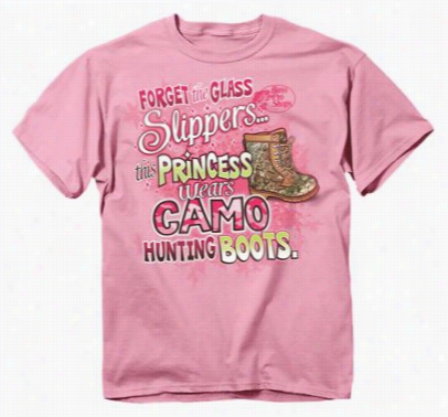 Camo Hunting Boots T-shirt For Girls - Short Sleeve - M