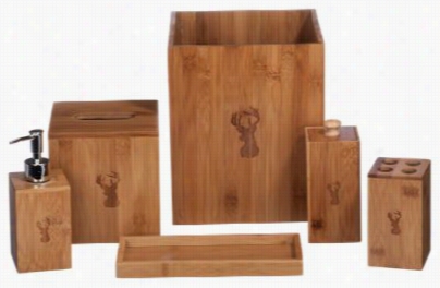 Coopersburt Products Deer Bamboo Bathroom Accessories 6-piece Set